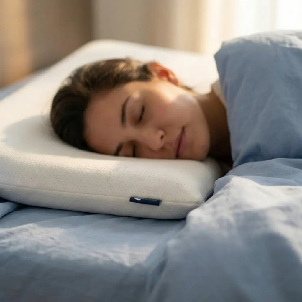 Stomach sleeper on a thin Bluewave pillow